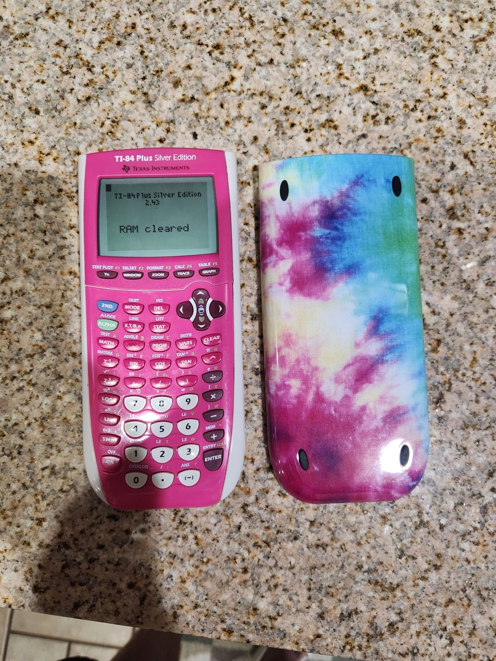 Graphing Calculator - Pink with Tie-Dye Cover